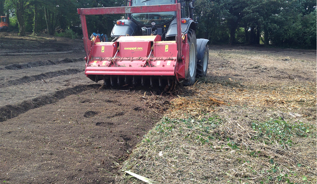 Mulching in readiness for a lawn, Cardiff